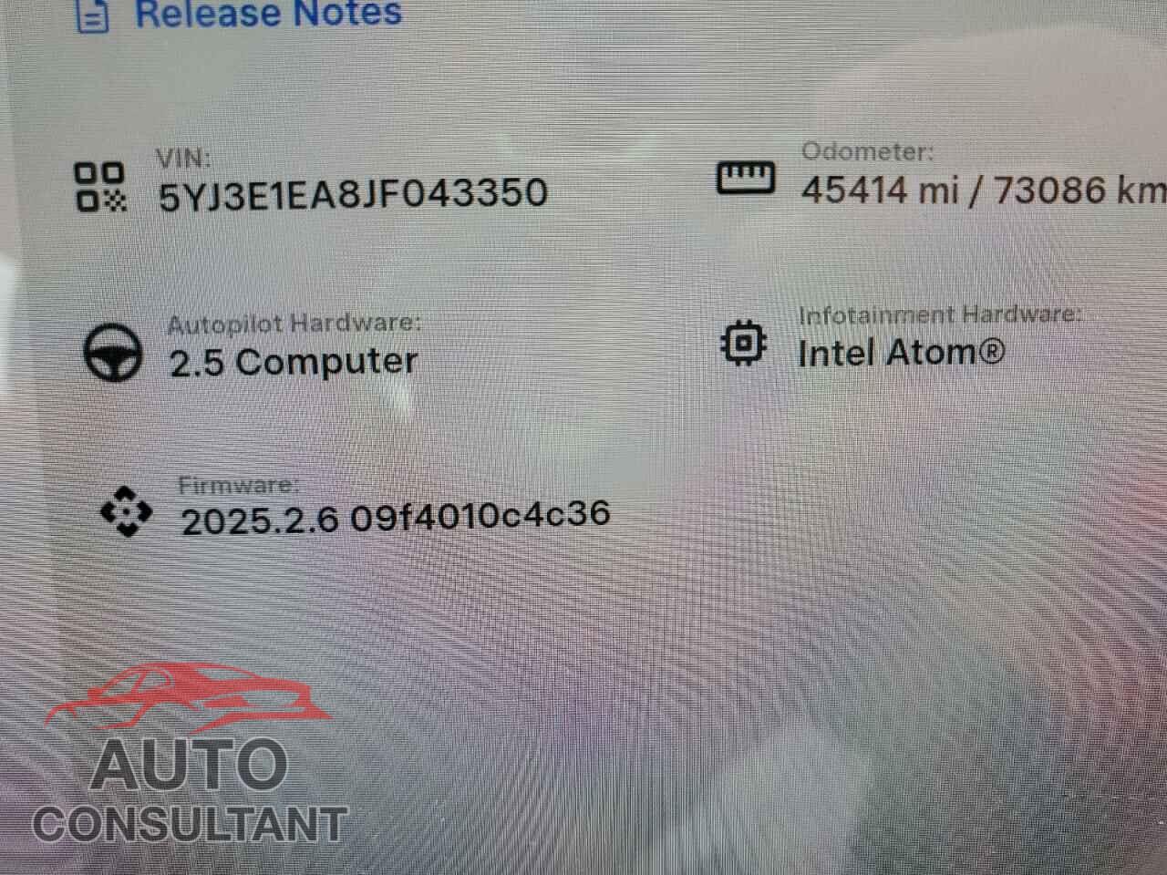 TESLA MODEL 3 2018 - 5YJ3E1EA8JF043350