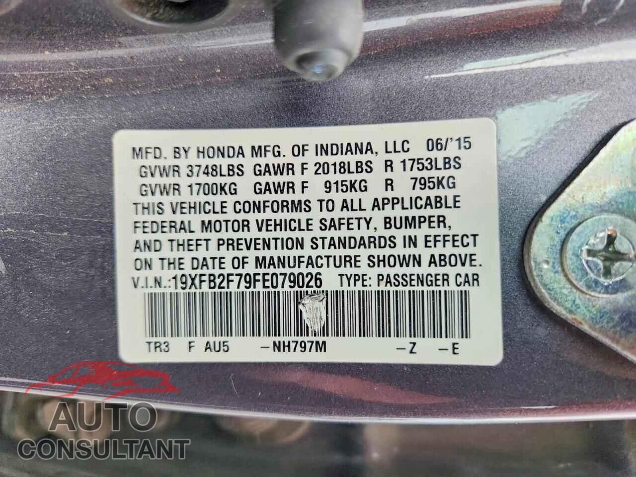 HONDA CIVIC 2015 - 19XFB2F79FE079026