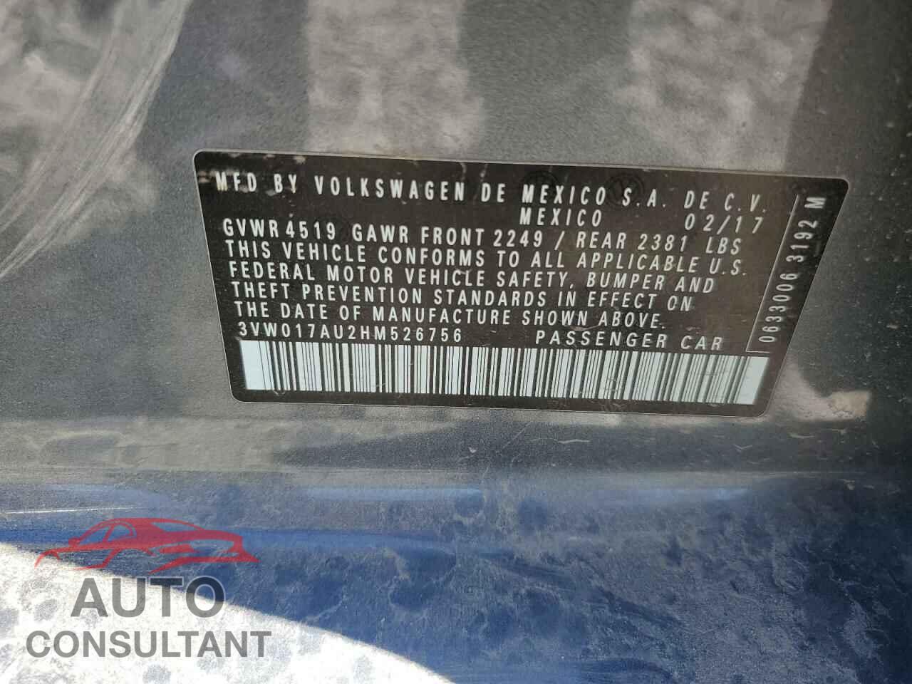 VOLKSWAGEN GOLF 2017 - 3VW017AU2HM526756