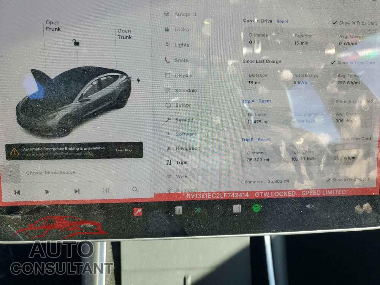 TESLA MODEL 3 2020 - 5YJ3E1EC2LF742414