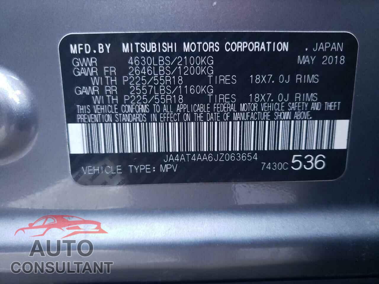 MITSUBISHI ECLIPSE 2018 - JA4AT4AA6JZ063654