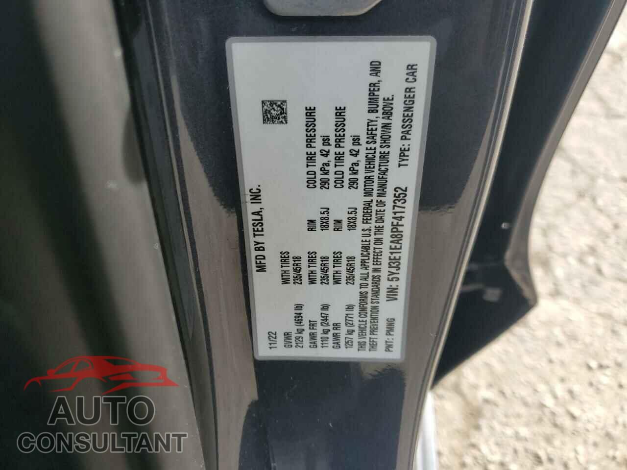TESLA MODEL 3 2023 - 5YJ3E1EA8PF417352