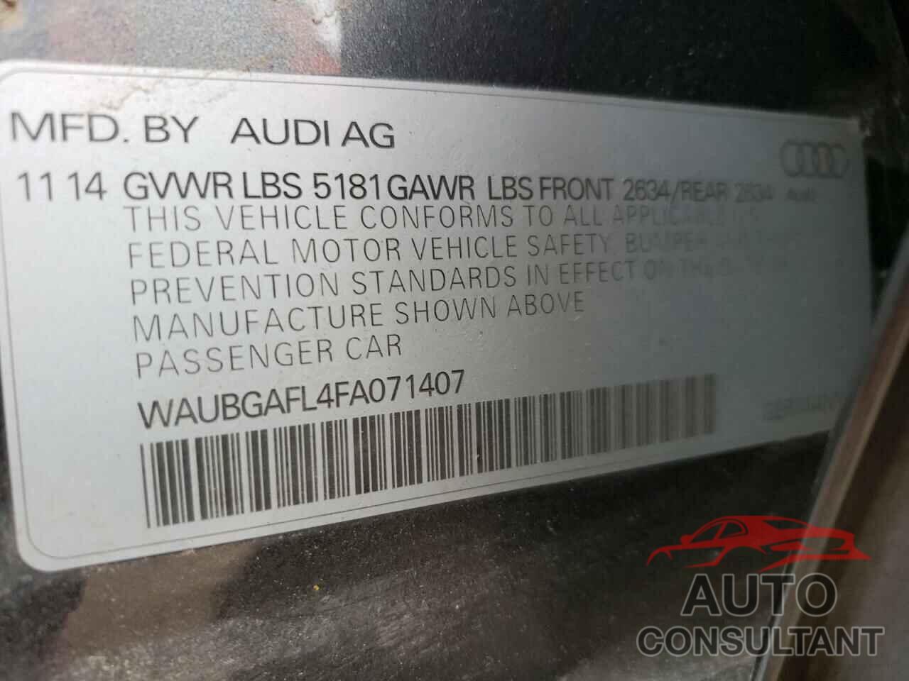 AUDI S4/RS4 2015 - WAUBGAFL4FA071407