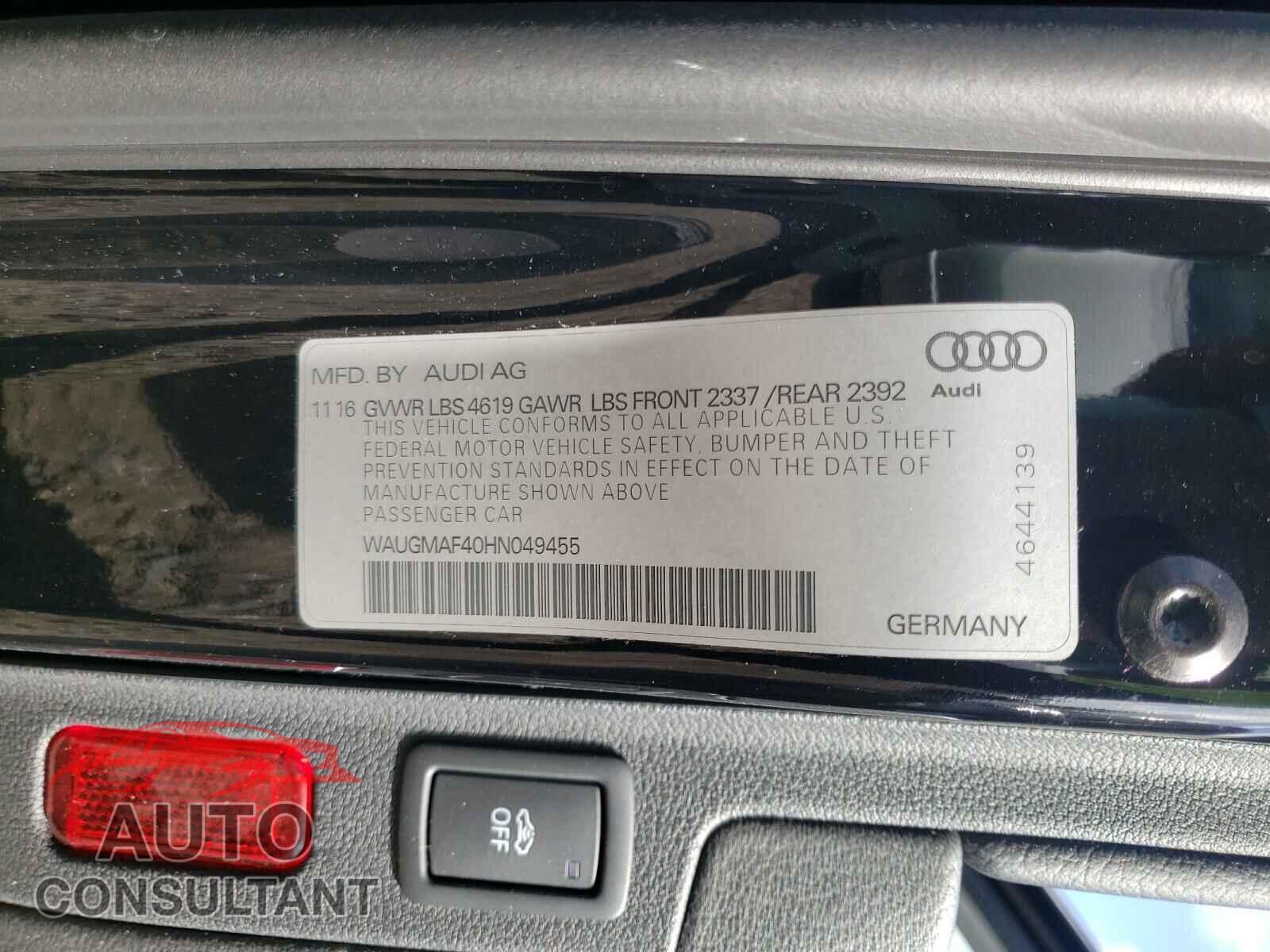 AUDI A4 2017 - WAUGMAF40HN049455