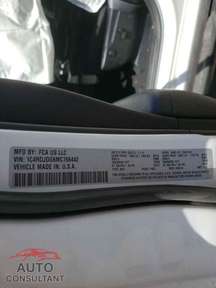 DODGE DURANGO 2021 - 1C4RDJDG6MC766442