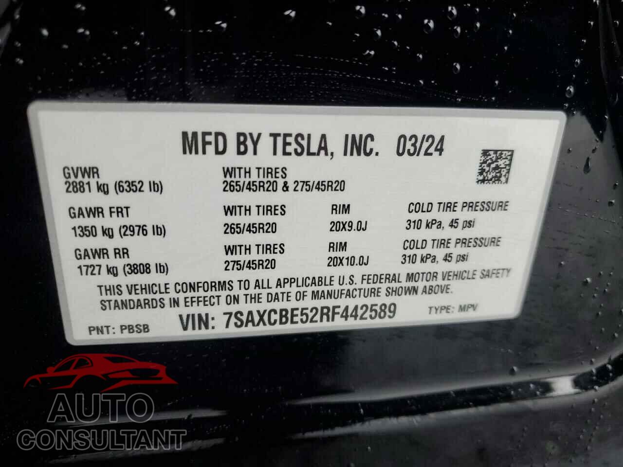 TESLA MODEL X 2024 - 7SAXCBE52RF442589
