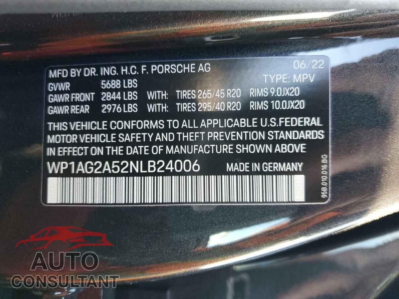 PORSCHE MACAN 2022 - WP1AG2A52NLB24006