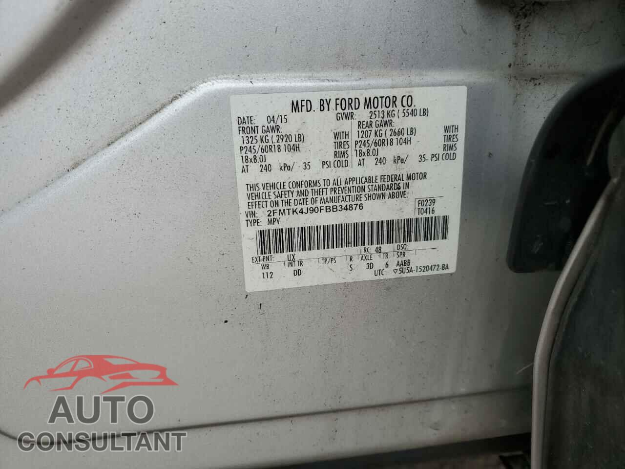 FORD EDGE 2015 - 2FMTK4J90FBB34876
