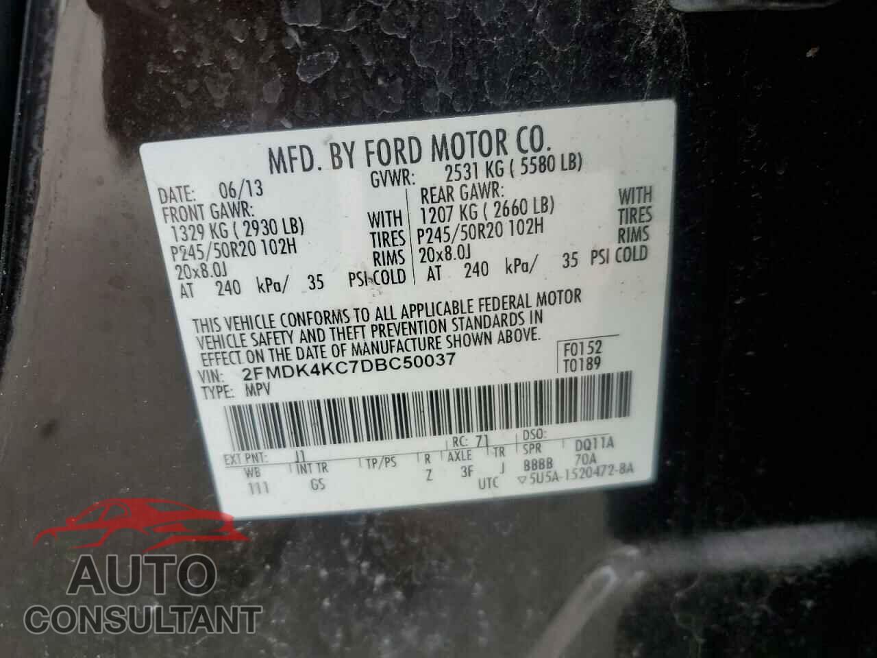 FORD EDGE 2013 - 2FMDK4KC7DBC50037