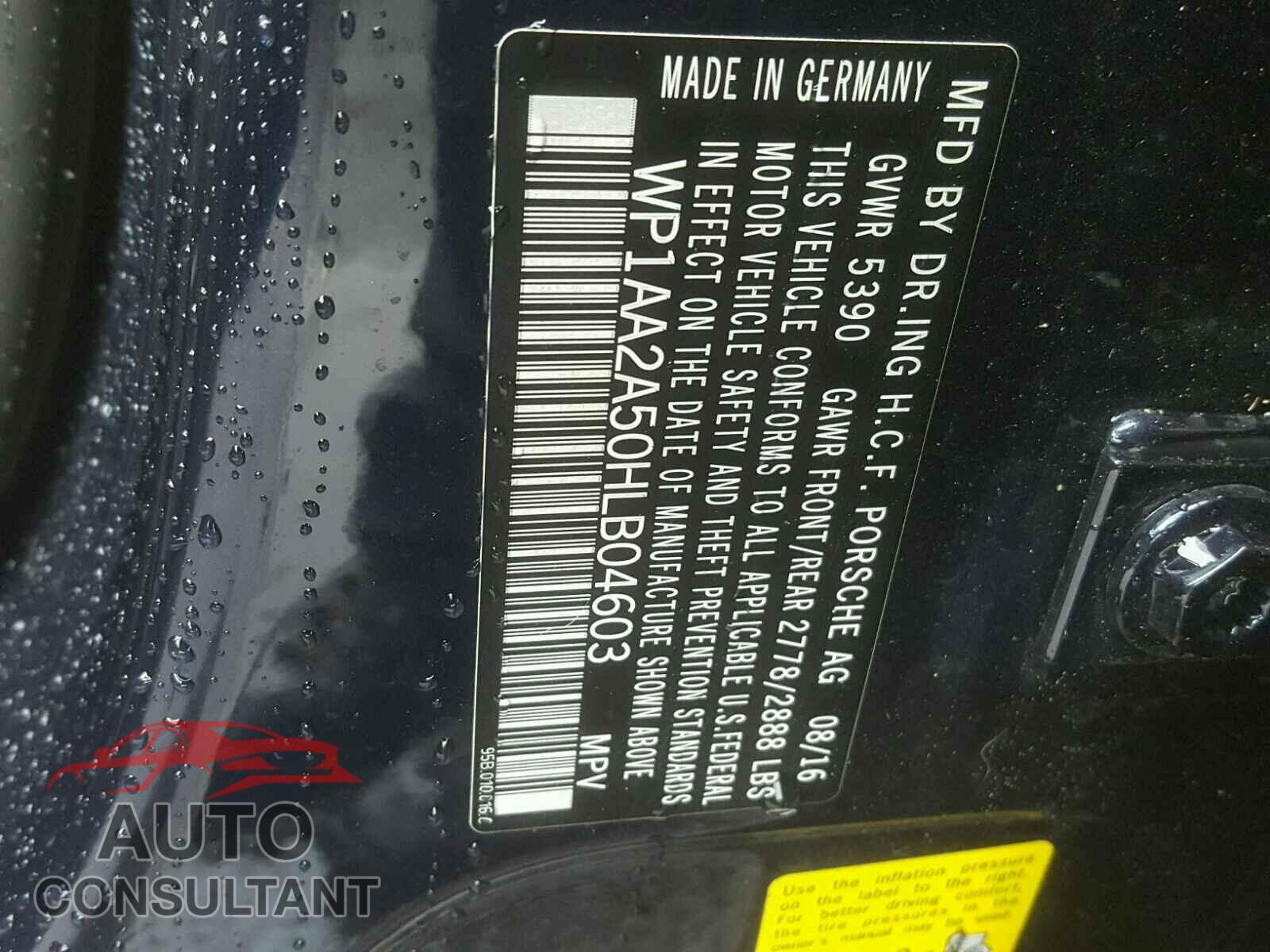 PORSCHE MACAN 2017 - WP1AA2A50HLB04603