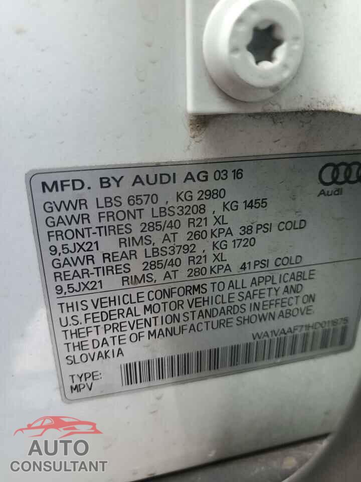 AUDI Q7 2017 - WA1VAAF71HD011875