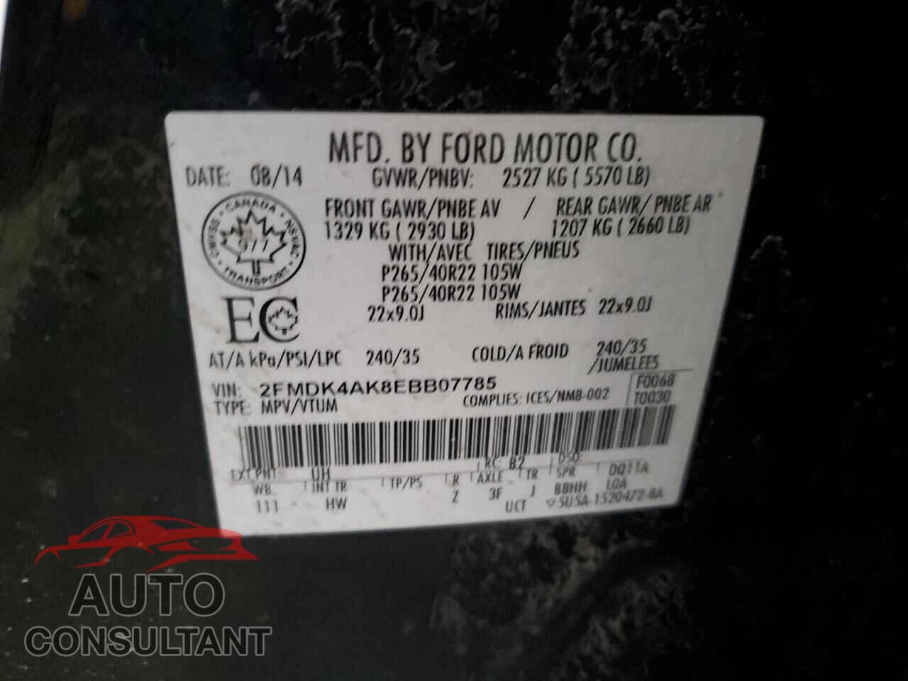 FORD EDGE 2014 - 2FMDK4AK8EBB07785