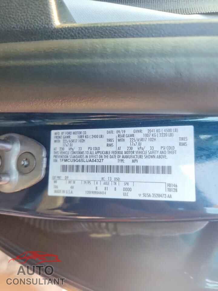 FORD ESCAPE 2020 - 1FMCU9G65LUA04327