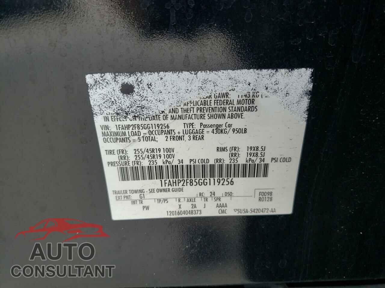 FORD TAURUS 2016 - 1FAHP2F85GG119256