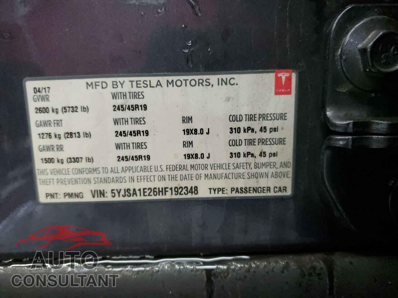 TESLA MODEL S 2017 - 5YJSA1E26HF192348