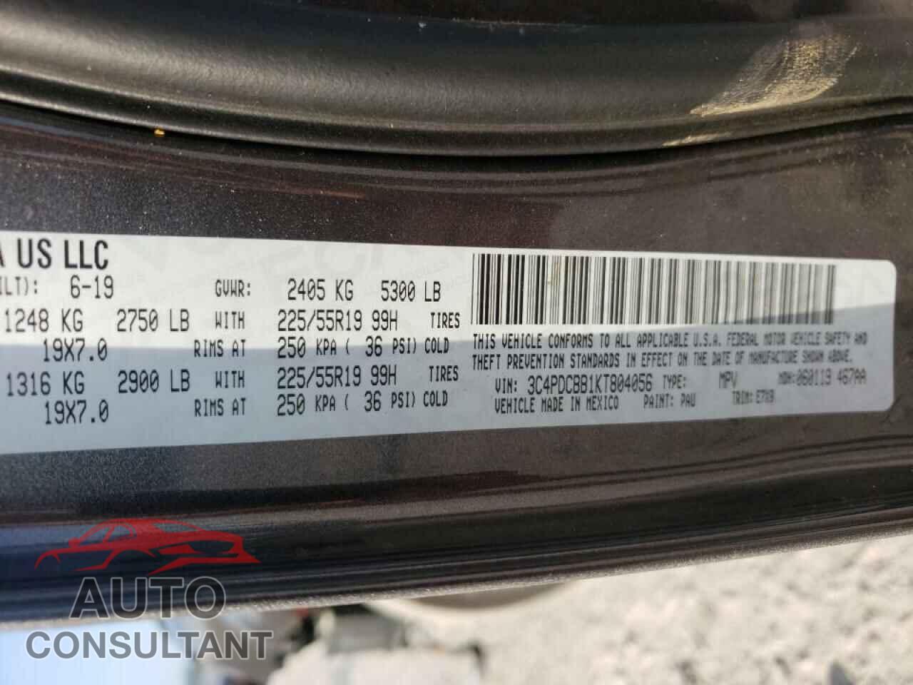 DODGE JOURNEY 2019 - 3C4PDCBB1KT804056