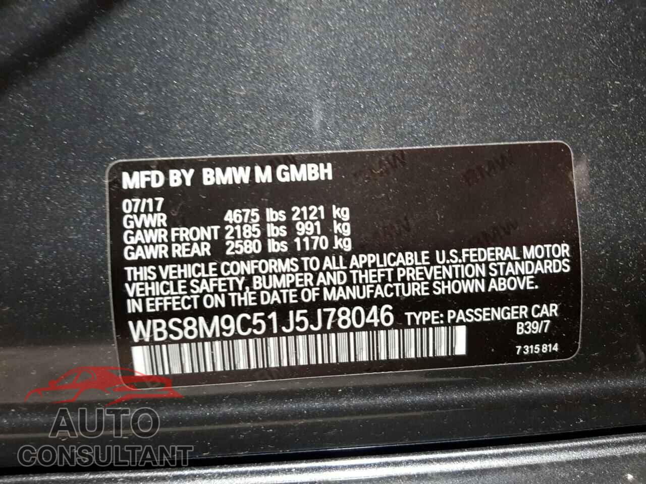 BMW M3 2018 - WBS8M9C51J5J78046