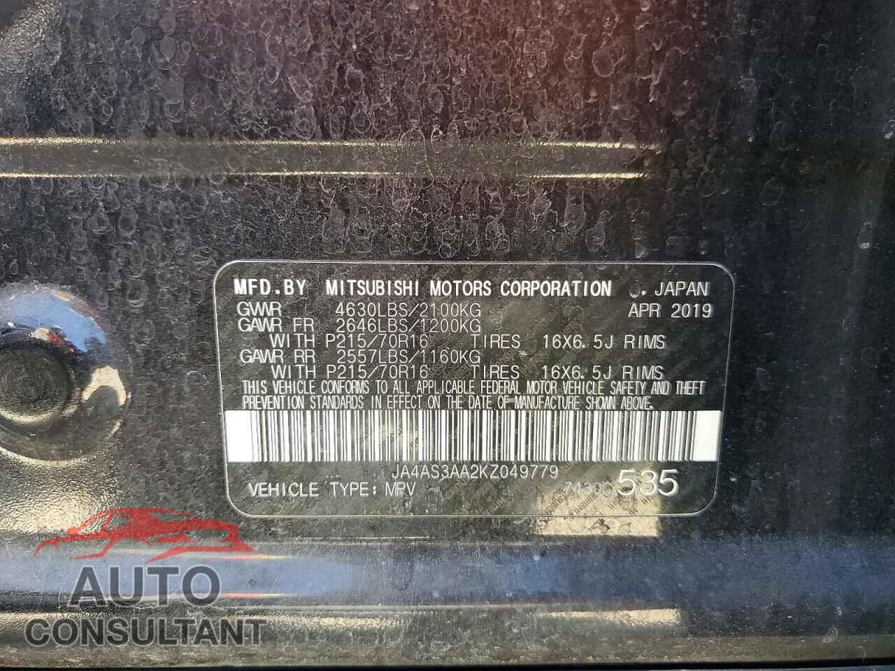 MITSUBISHI ECLIPSE 2019 - JA4AS3AA2KZ049779