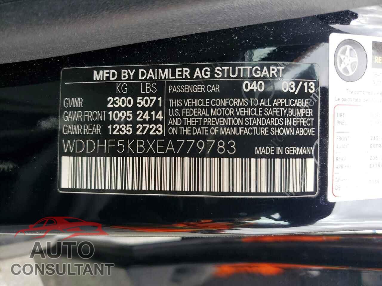 MERCEDES-BENZ E-CLASS 2014 - WDDHF5KBXEA779783