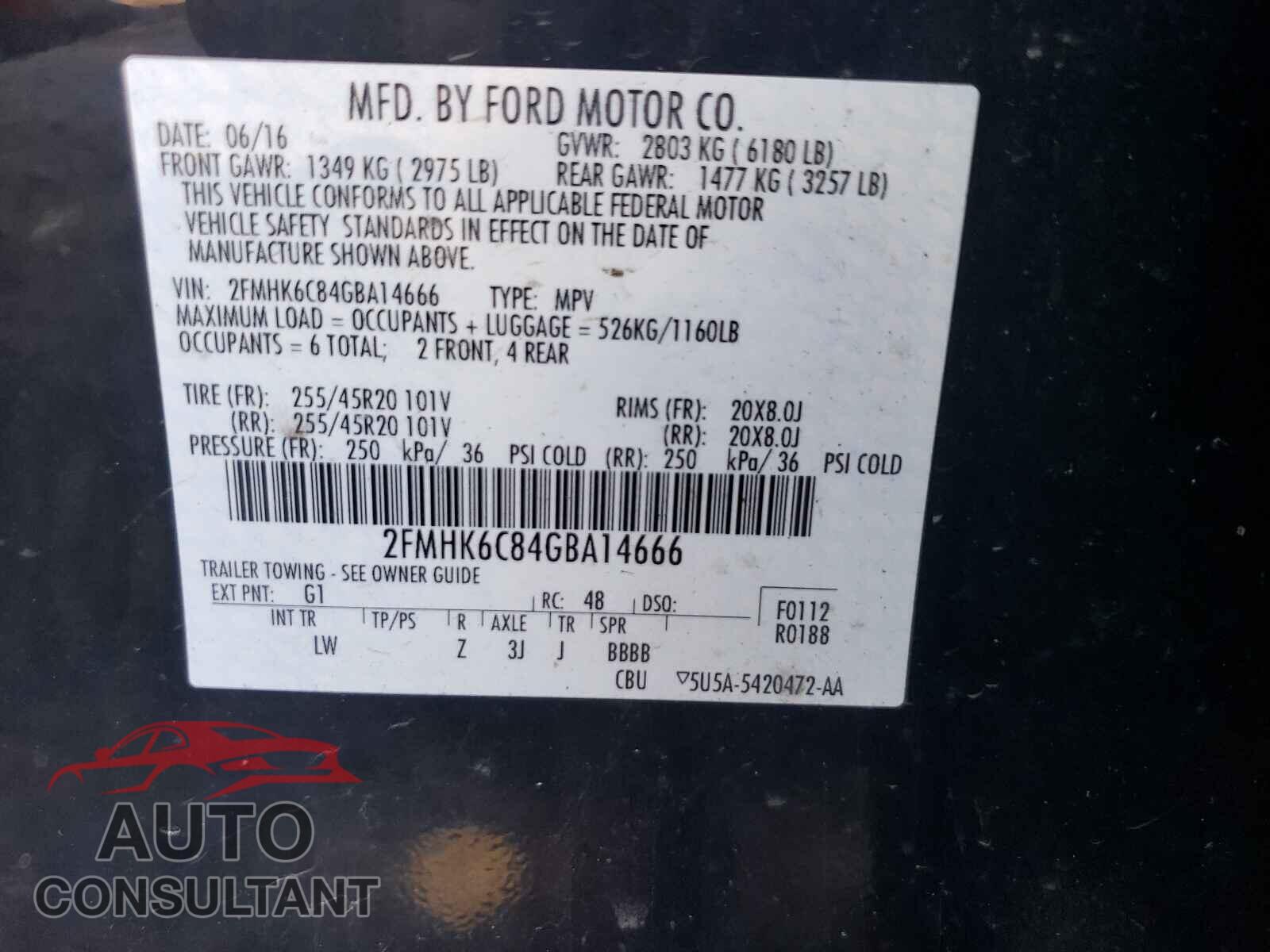 FORD FLEX 2016 - 2FMHK6C84GBA14666