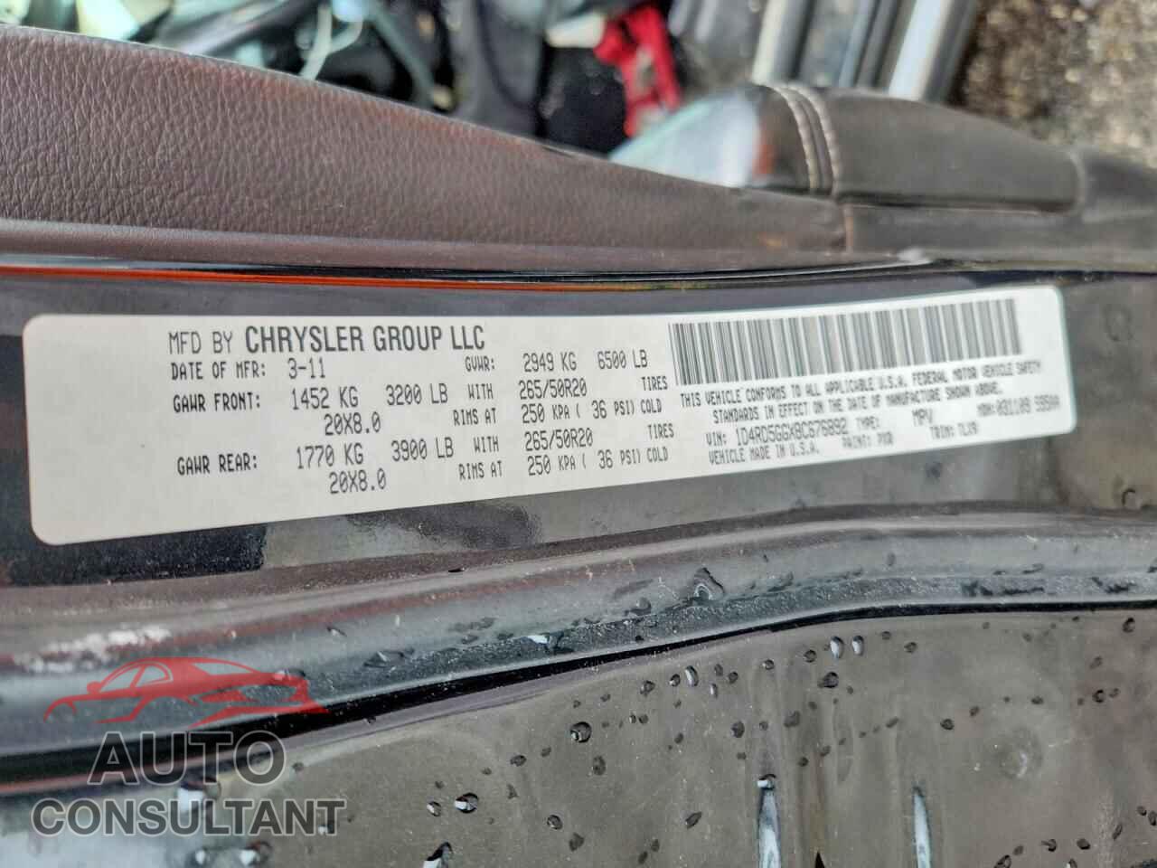 DODGE DURANGO 2011 - 1D4RD5GGXBC676892