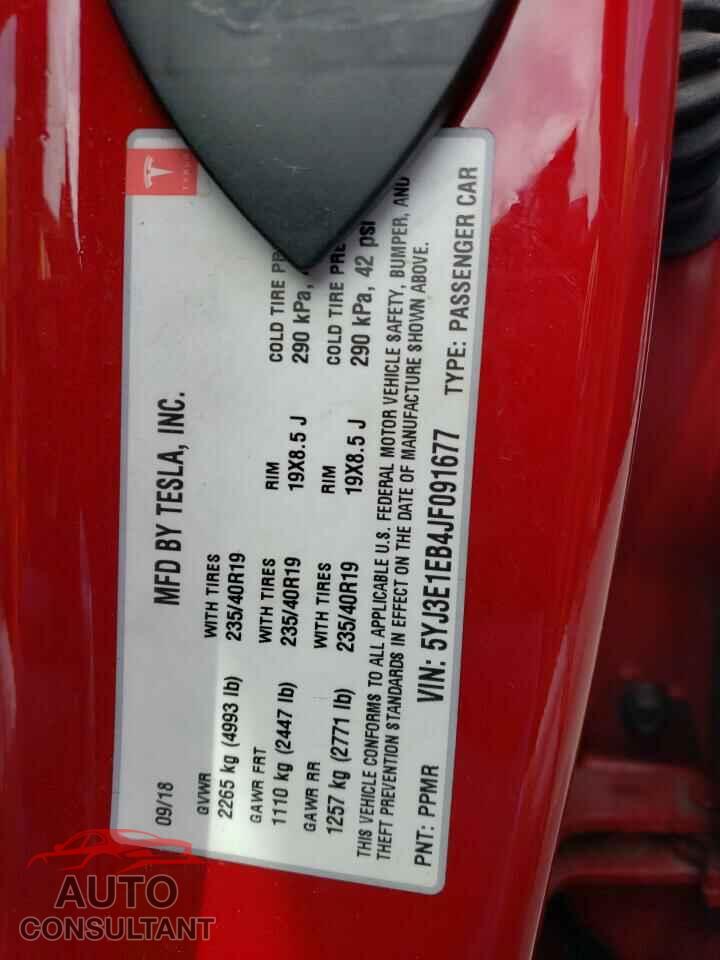 TESLA MODEL 3 2018 - 5YJ3E1EB4JF091677
