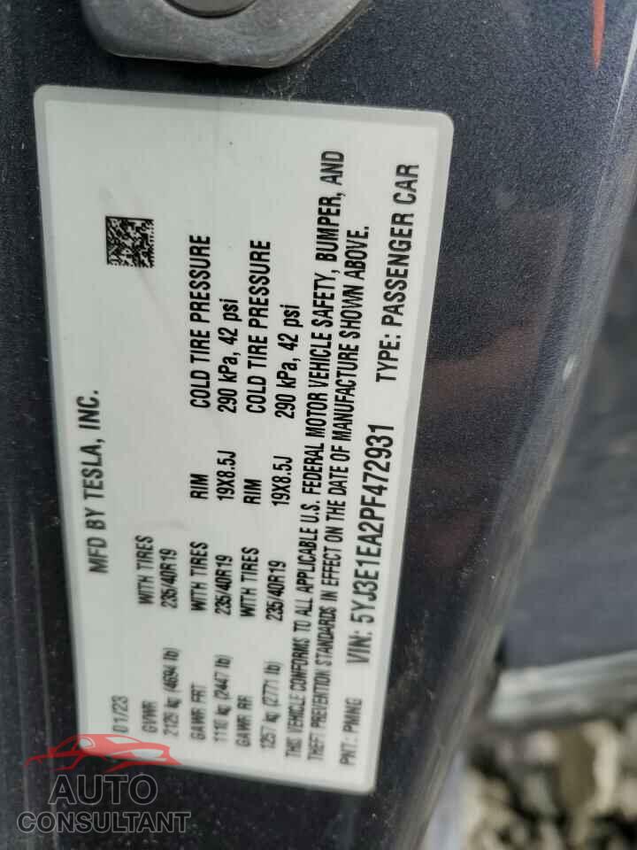 TESLA MODEL 3 2023 - 5YJ3E1EA2PF472931