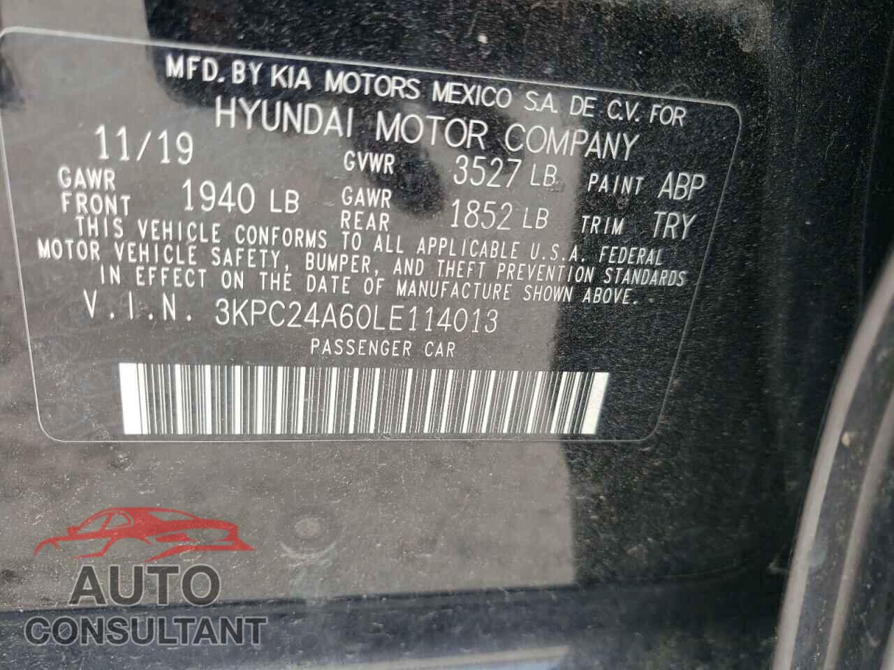 HYUNDAI ACCENT 2020 - 3KPC24A60LE114013