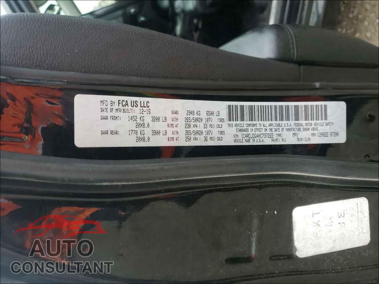 DODGE DURANGO 2017 - 1C4RDJDG4HC737222