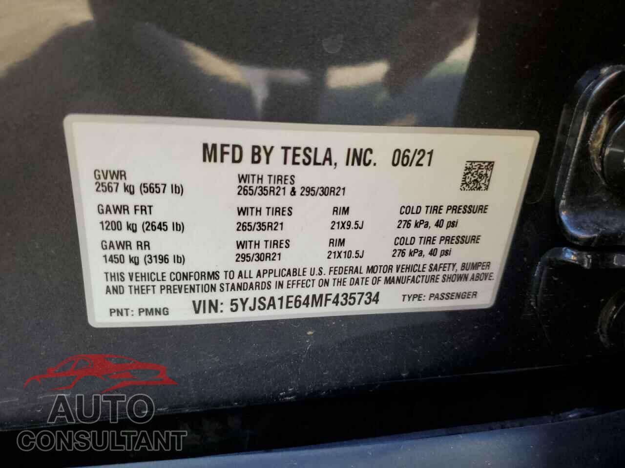 TESLA MODEL S 2021 - 5YJSA1E64MF435734