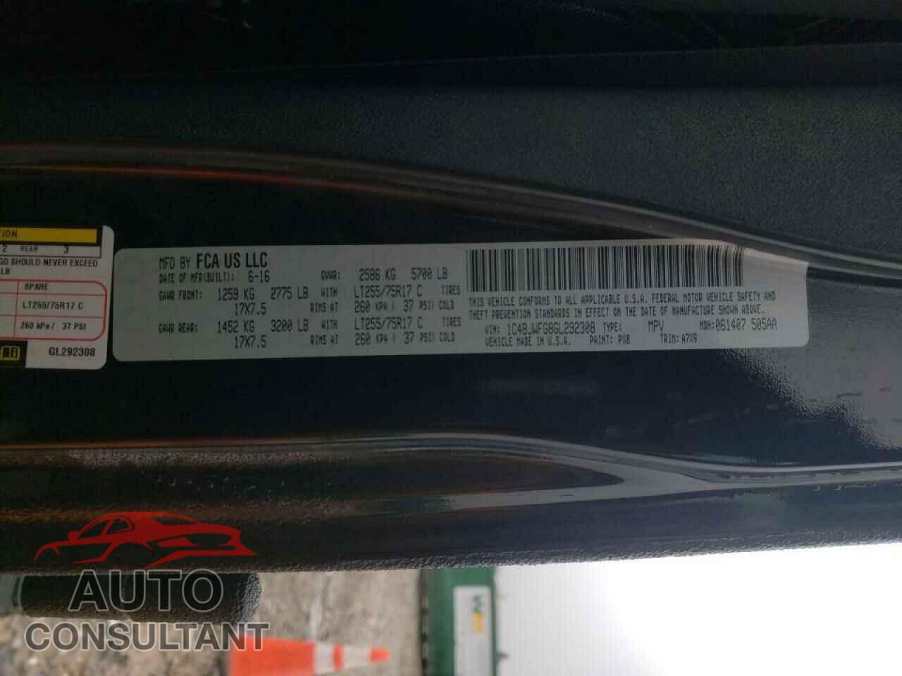 JEEP WRANGLER 2016 - 1C4BJWFG8GL292308