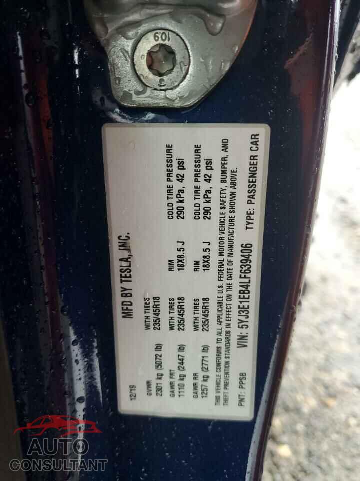 TESLA MODEL 3 2020 - 5YJ3E1EB4LF639406