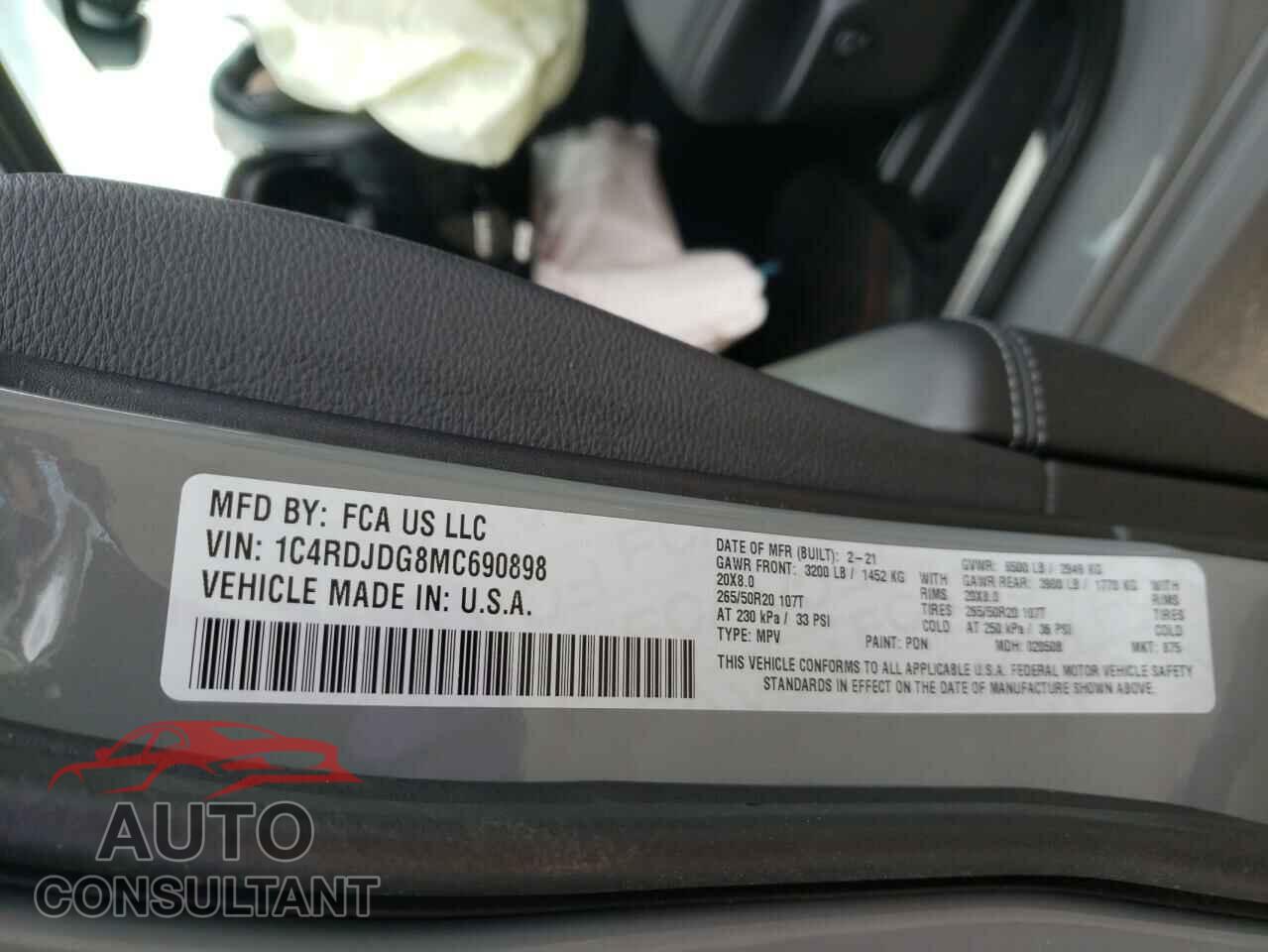 DODGE DURANGO 2021 - 1C4RDJDG8MC690898