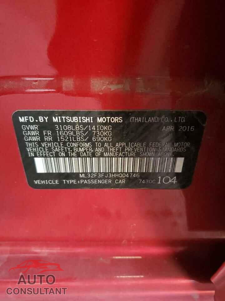MITSUBISHI MIRAGE 2017 - ML32F3FJ3HH004746