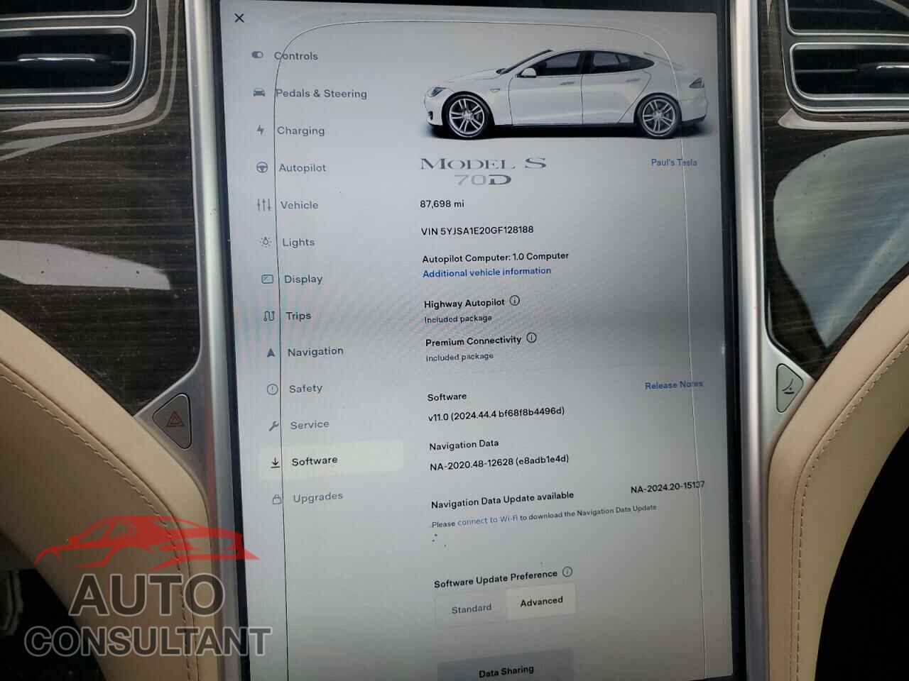 TESLA MODEL S 2016 - 5YJSA1E20GF128188