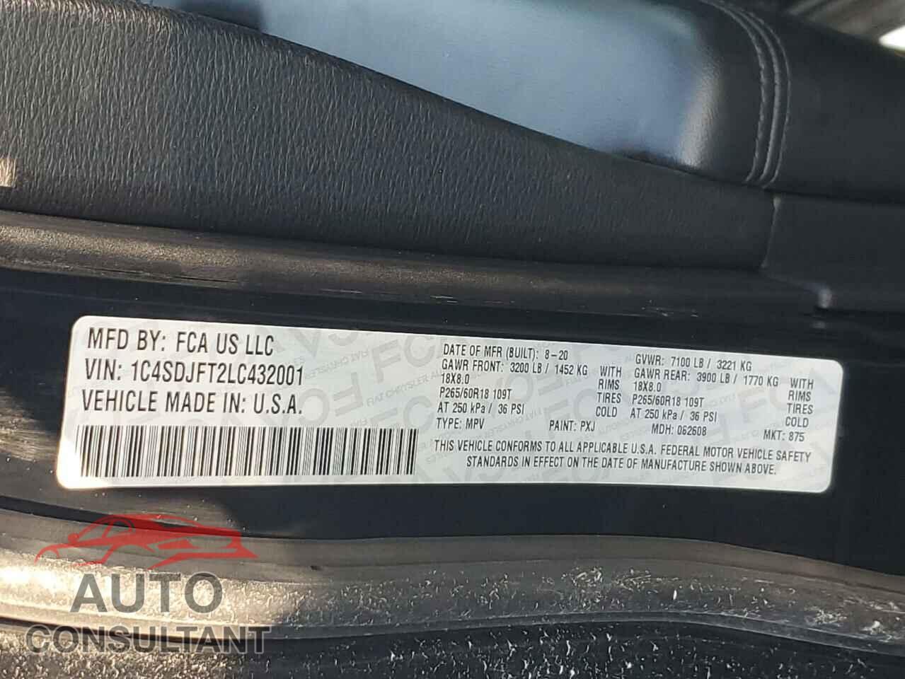 DODGE DURANGO 2020 - 1C4SDJFT2LC432001