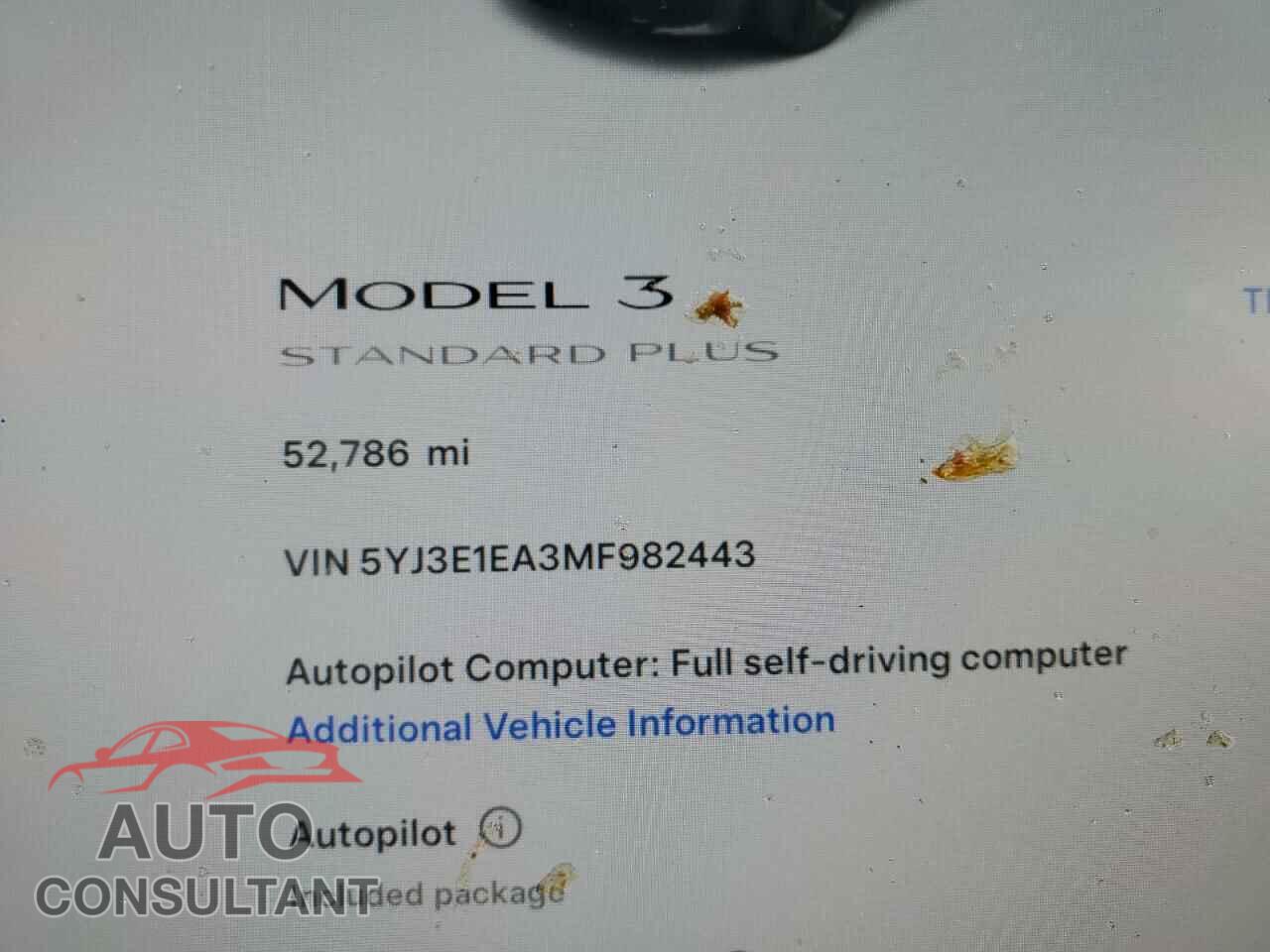 TESLA MODEL 3 2021 - 5YJ3E1EA3MF982443