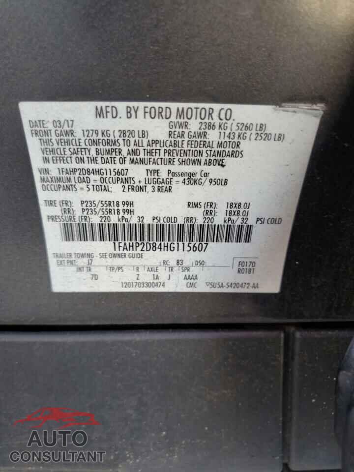 FORD TAURUS 2017 - 1FAHP2D84HG115607