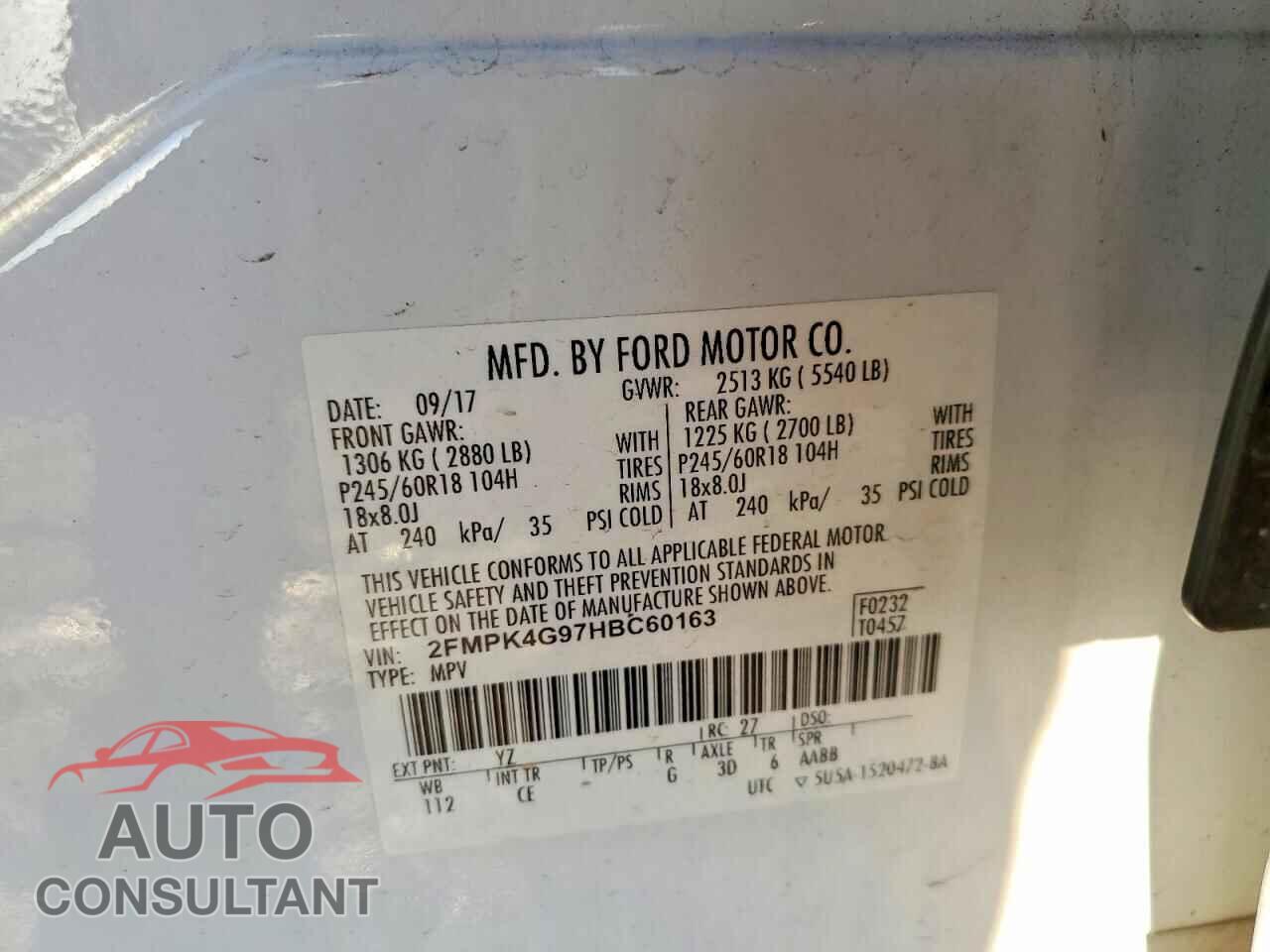 FORD EDGE 2017 - 2FMPK4G97HBC60163