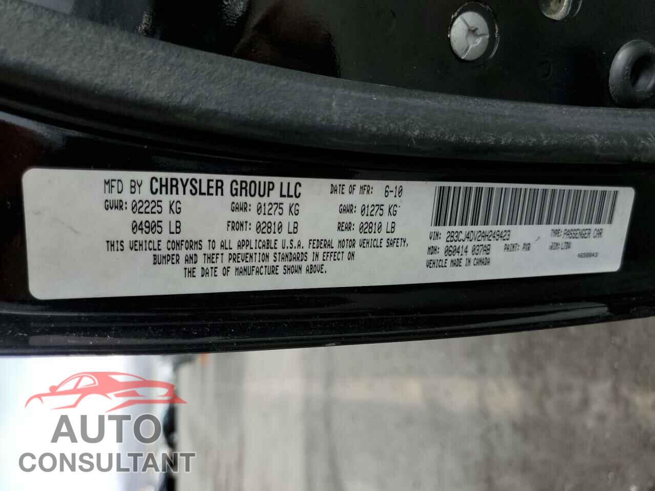 DODGE CHALLENGER 2010 - 2B3CJ4DV2AH249423