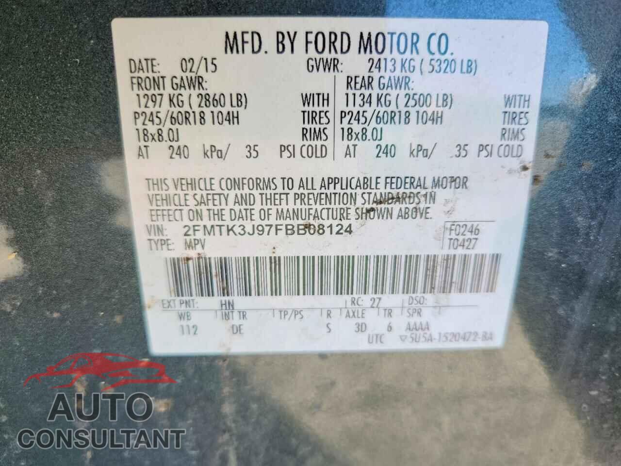 FORD EDGE 2015 - 2FMTK3J97FBB08124