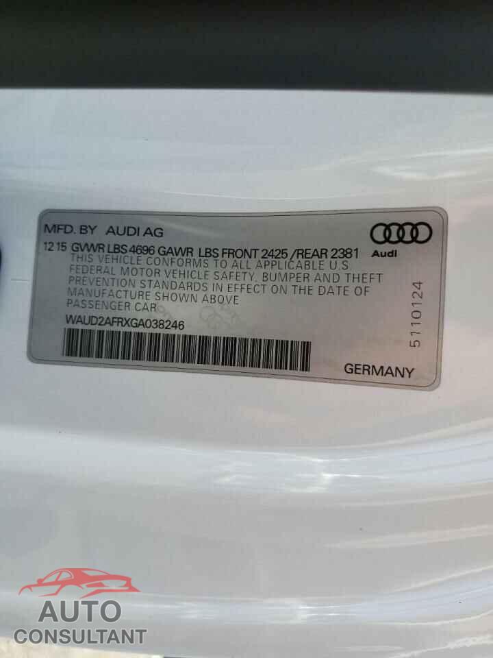 AUDI A5 2016 - WAUD2AFRXGA038246