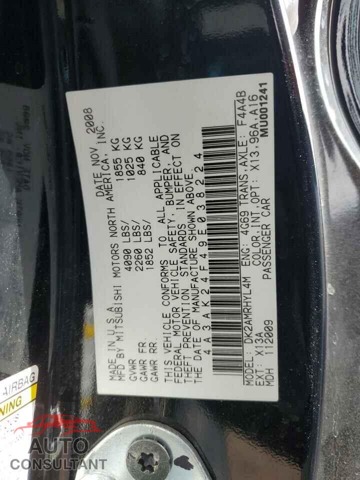 MITSUBISHI ECLIPSE 2009 - 4A3AK24F49E038224
