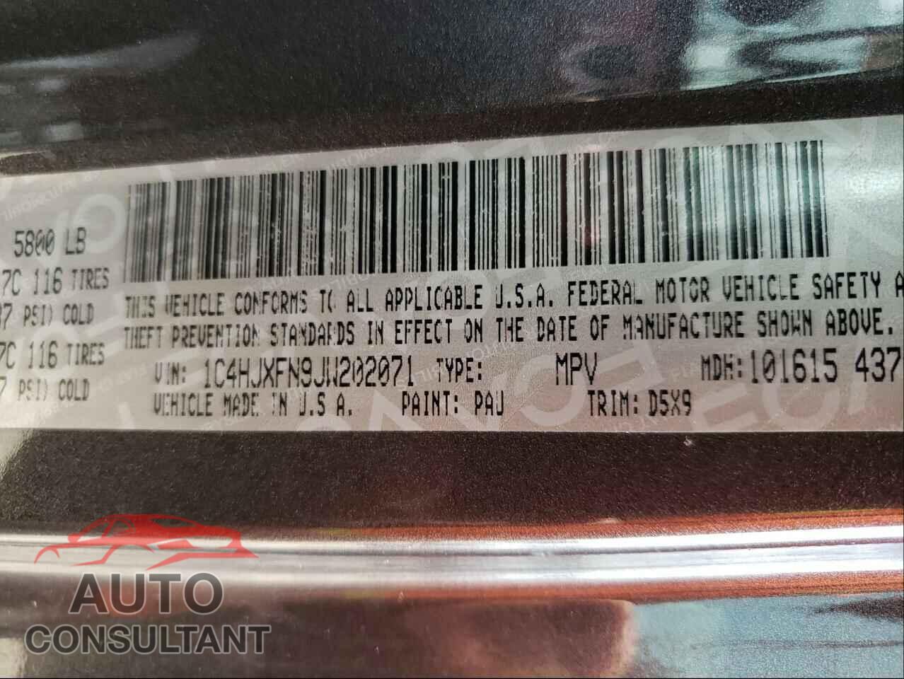 JEEP WRANGLER 2018 - 1C4HJXFN9JW202071