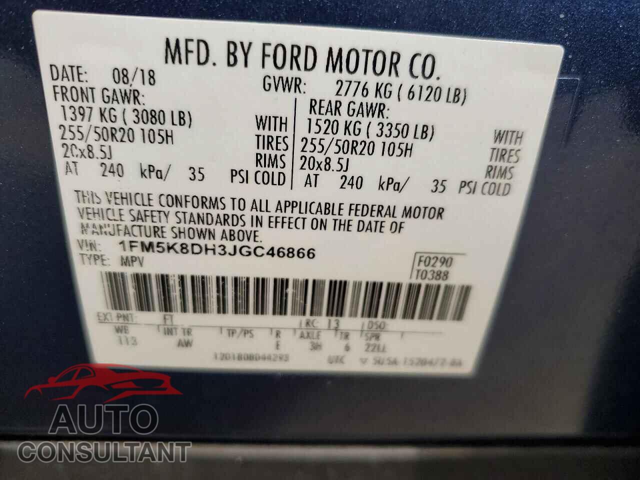 FORD EXPLORER 2018 - 1FM5K8DH3JGC46866