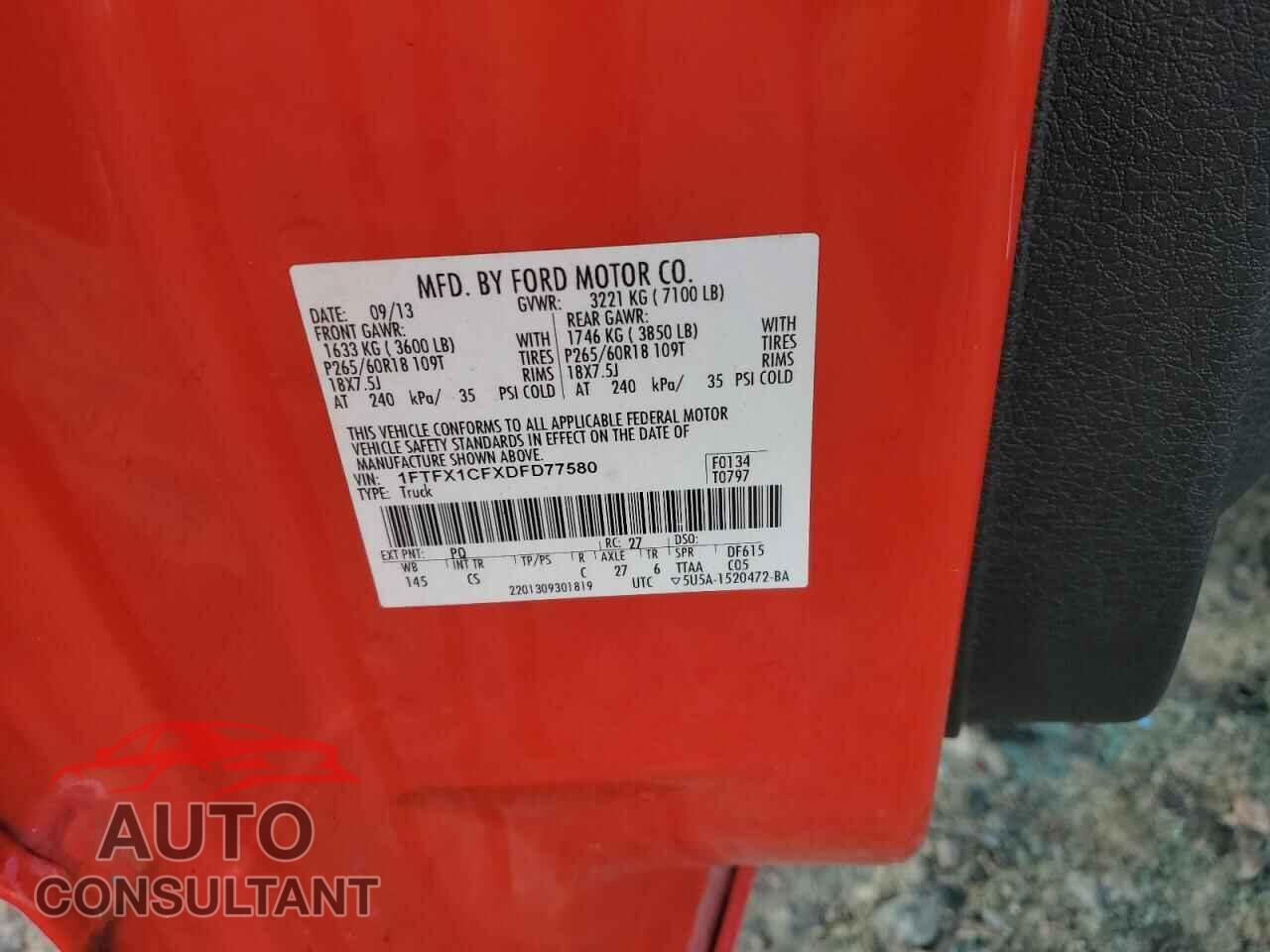 FORD F-150 2013 - 1FTFX1CFXDFD77580