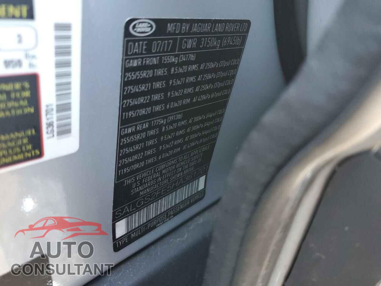 LAND ROVER RANGEROVER 2017 - SALGS2FE5HA361701