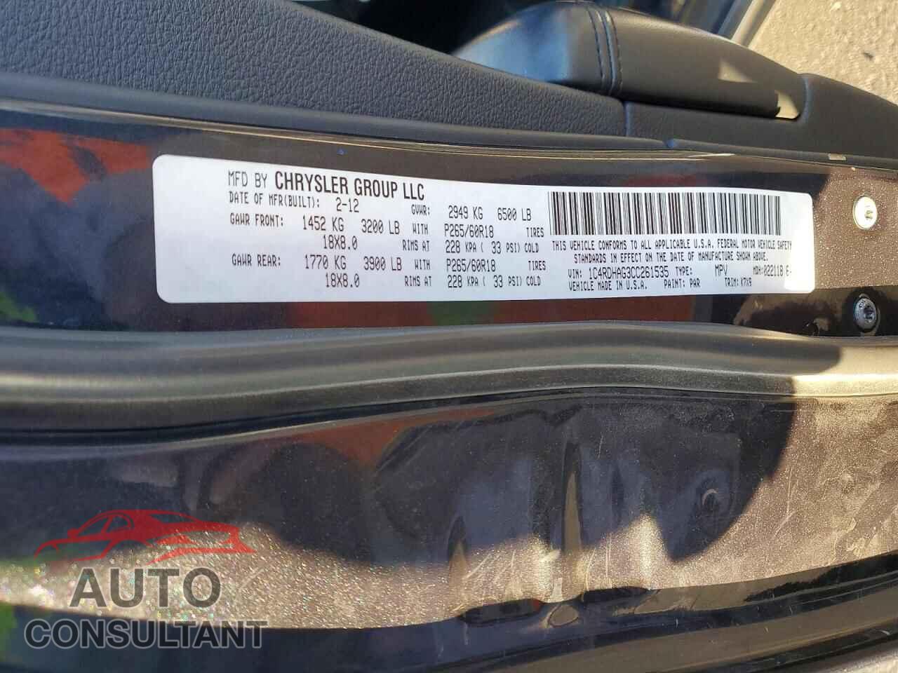DODGE DURANGO 2012 - 1C4RDHAG3CC261535