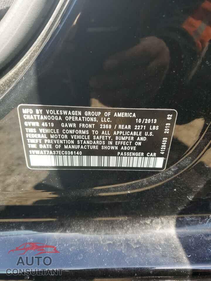 VOLKSWAGEN PASSAT 2014 - 1VWAT7A37EC036140