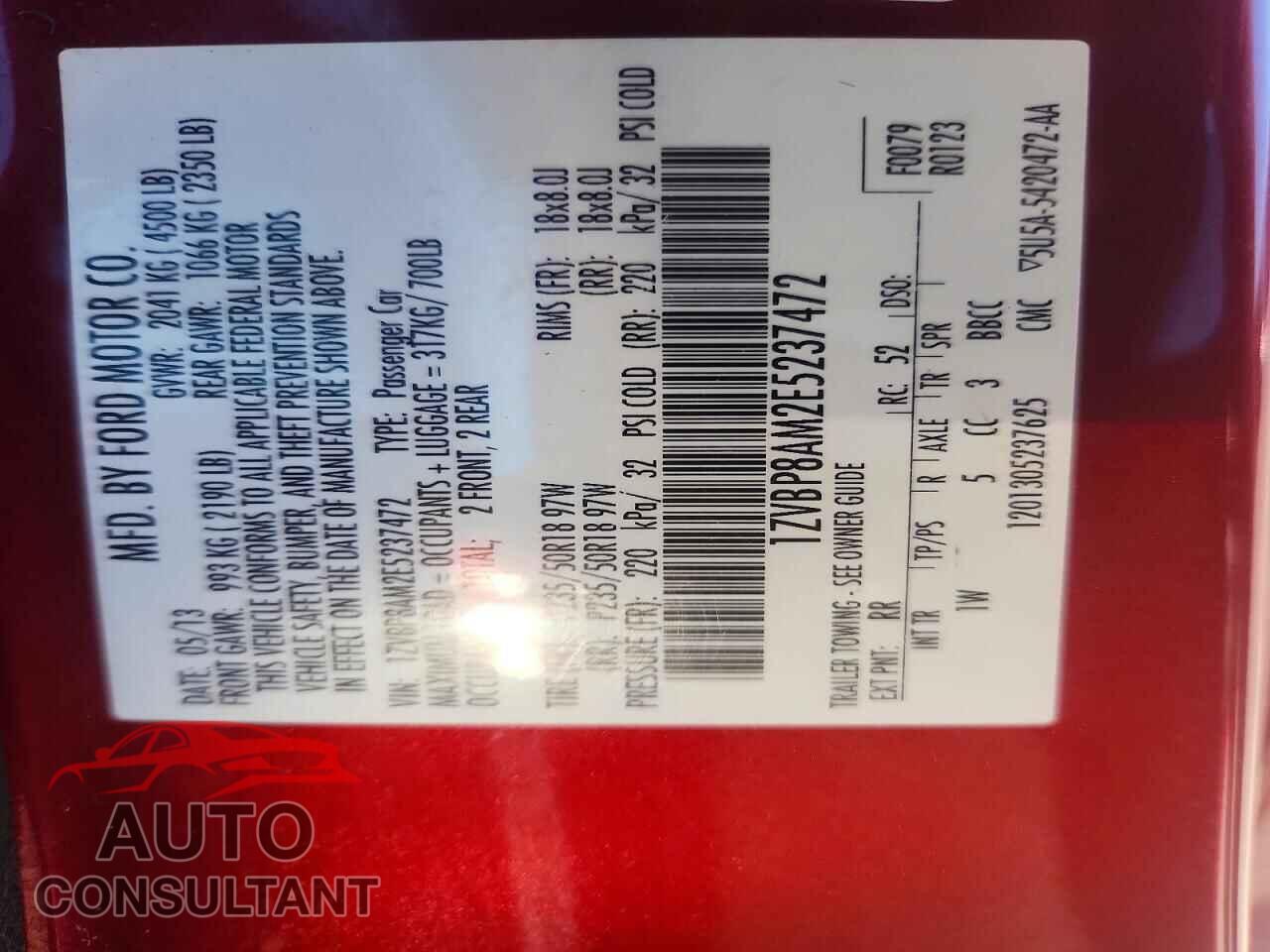 FORD MUSTANG 2014 - 1ZVBP8AM2E5237472